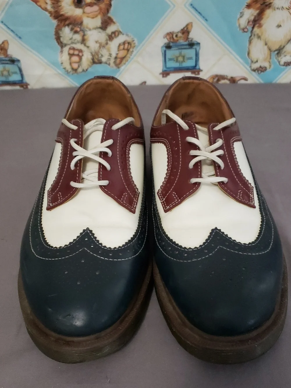 Dr. Martens 3989 Brogues Navy, White & Burgundy Size 14
